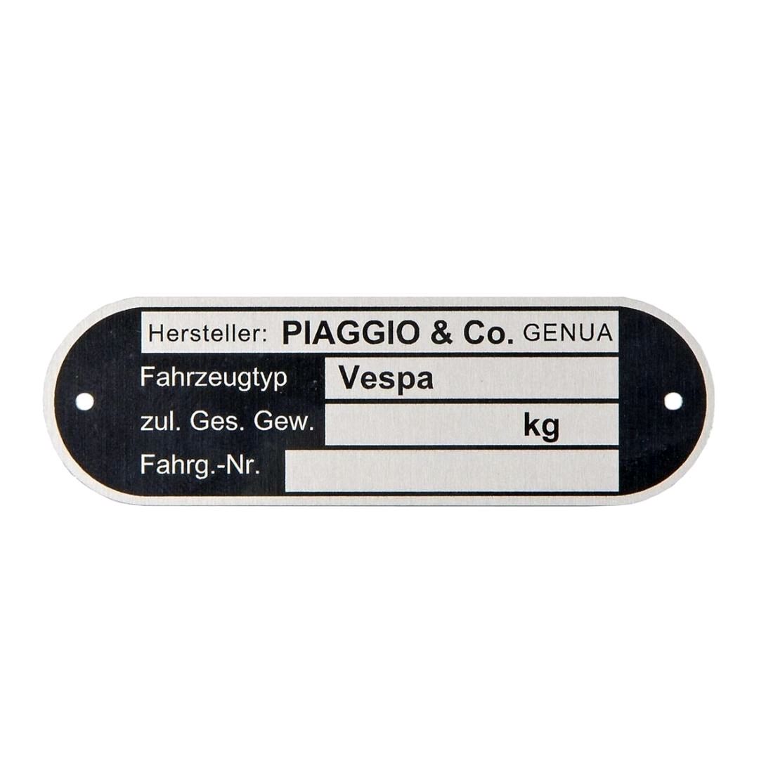 Type Plate Plat "Piaggio&CO Genova"